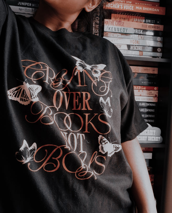 Crying Over Books Not Boys Tee - The Champagne Problems Collection